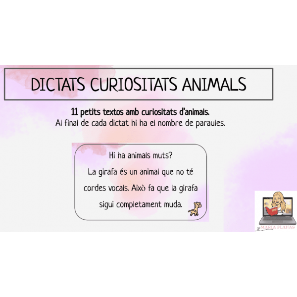DICTATS CURIOSITAT D'ANIMALS. 11 PETITS TEXTOS.