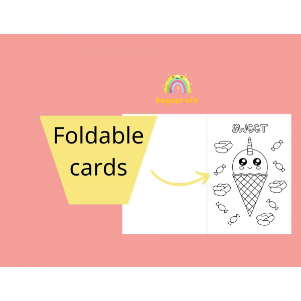 Unicorn foldable coloring cards
