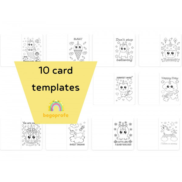 Unicorn foldable coloring cards