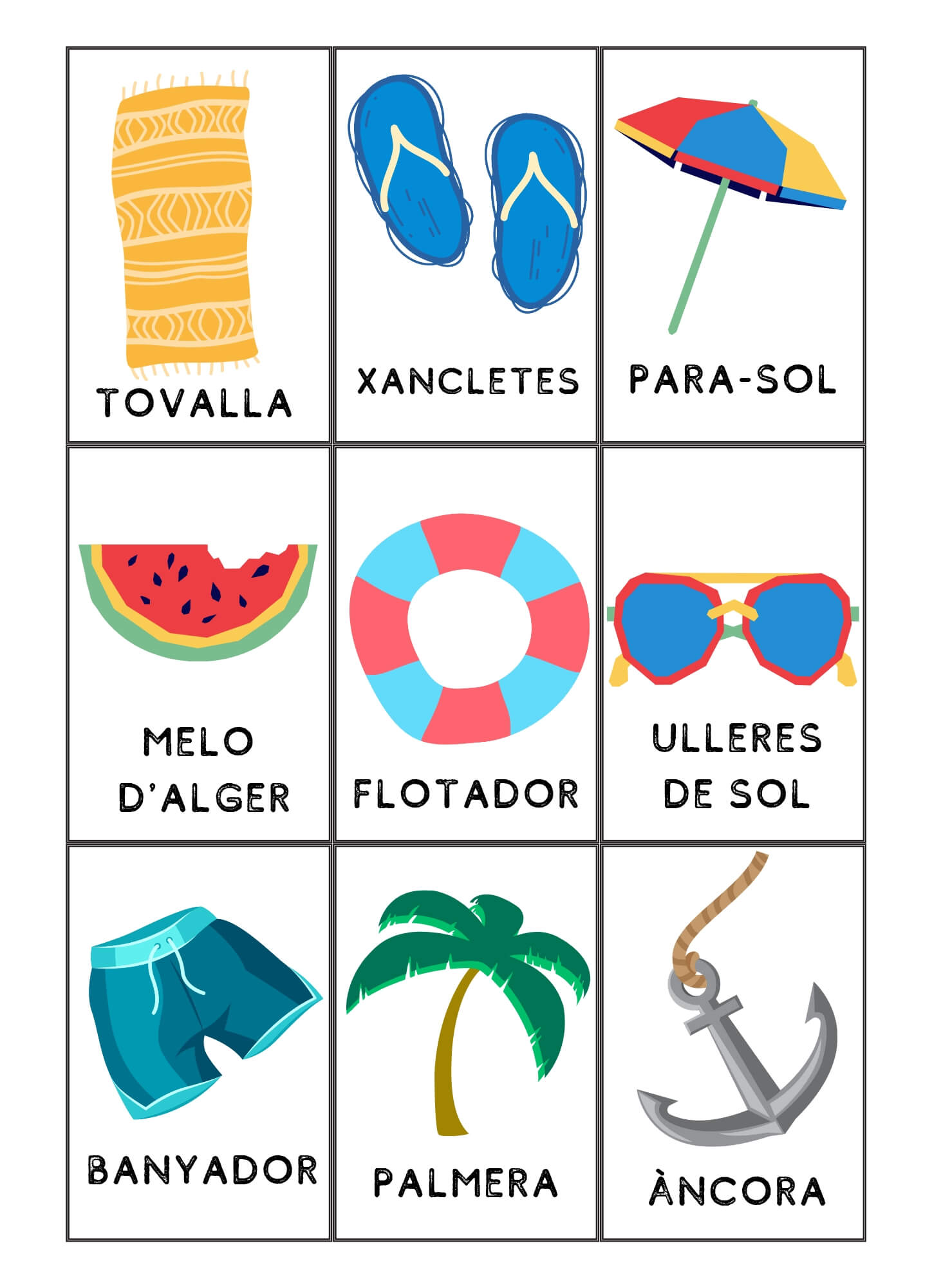 VOCABULARI DE L'ESTIU