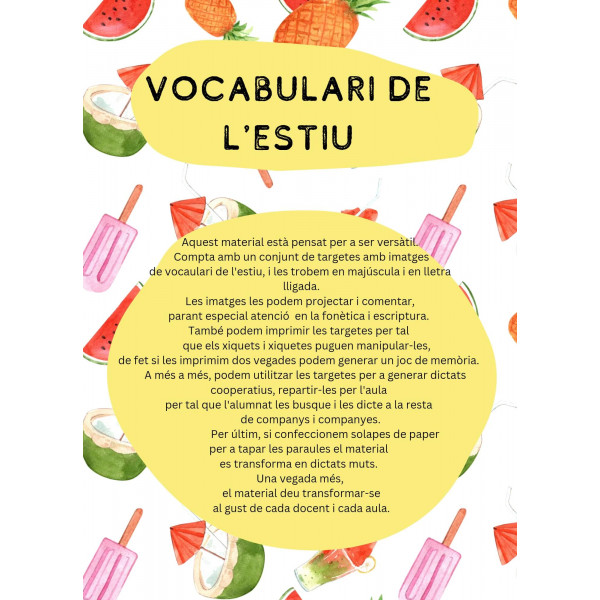 VOCABULARI DE L'ESTIU