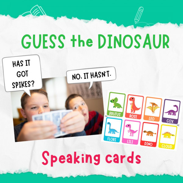 Guess the dinosaur: speaking cards
