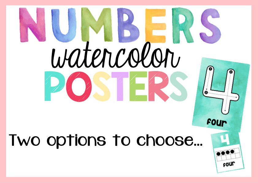 Numbers Watercolor Posters