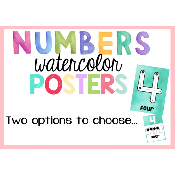 Numbers Watercolor Posters