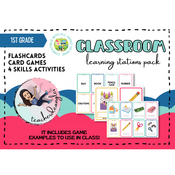 CLASSROOM OBJECTS LEARNING STATIONS PACK: FLASHCARDS AND CARD GAMES