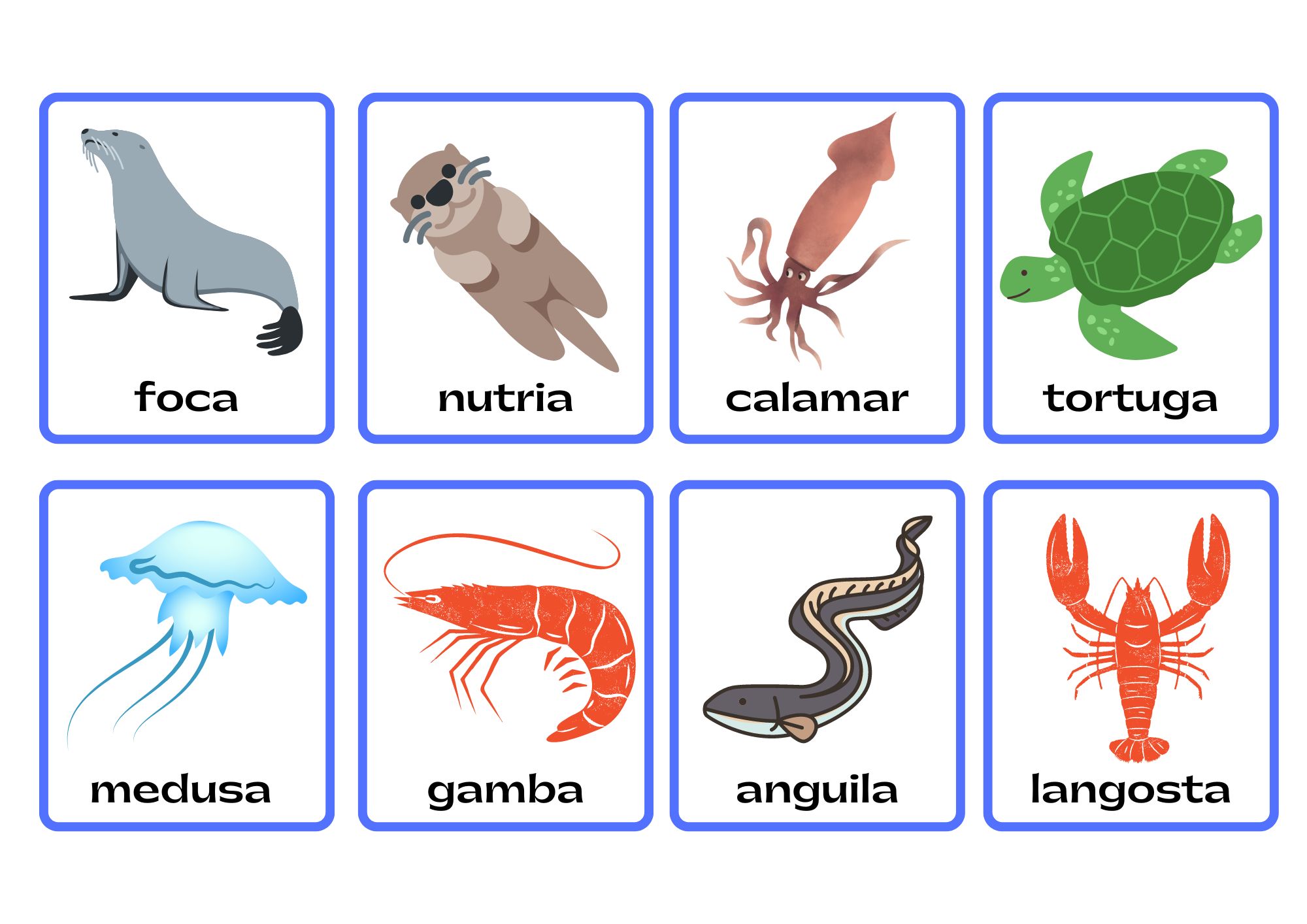 Animales marinos - Tarjetas