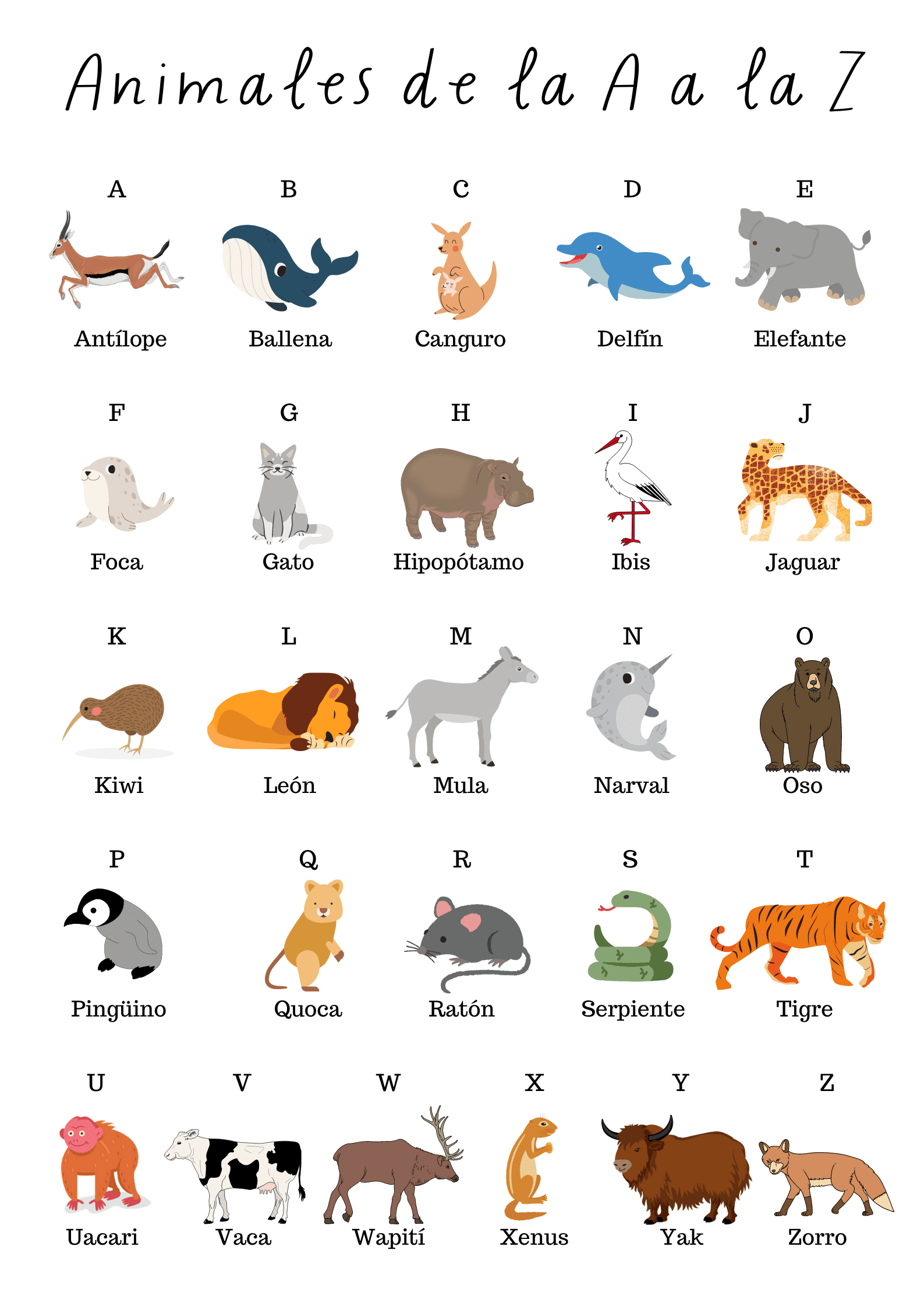 Cartel: Animales de la A a la Z