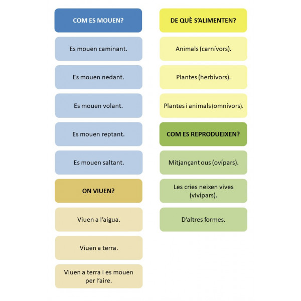 Joc de preguntes i respostes d'animals (Montessori)