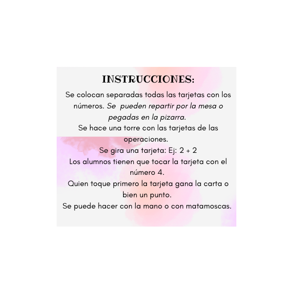 ATRAPA EL INSECTO. JUEGO CÁLCULO MENTAL MATEMÁTICAS. SUMAS Y RESTAS.