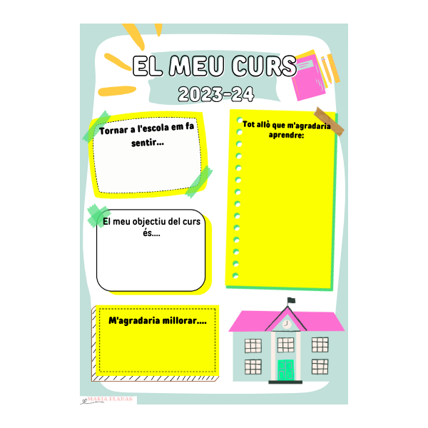 FITXA INICI DE CURS. EL MEU CURS 2023-24. TORNADA A L'ESCOLA.