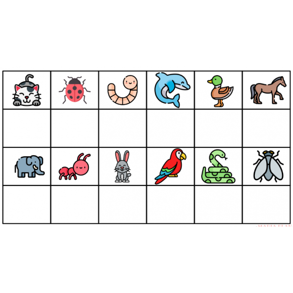 ACTIVITAT LECTURA PARAULES ELS ANIMALS. RELACIONA IMATGE AMB PARAULA.