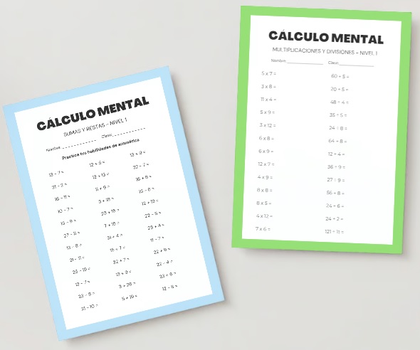 Cálculo mental: sumas, restas, multiplicaciones y divisiones