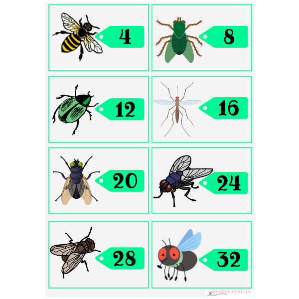 JOC MATEMÀTIC ATRAPA L'INSECTE. MULTIPLICACIONS. TAULES DE MULTIPLICAR.