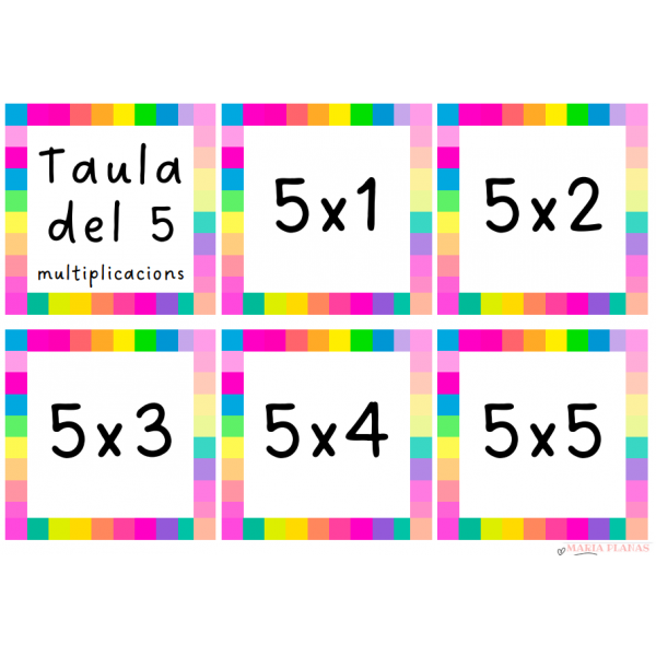 MEMORY MULTIPLICACIONS. TARGETES AMB TOTES LES TAULES DE MULTIPLICAR. JOC MATEMÀTIC. MATERIAL MANIPULATIU.