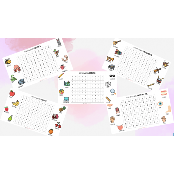 10 SOPES DE LLETRES. CATALÀ. DIFERENTS TEMÀTIQUES. 2 NIVELLS DE DIFICULTAT.