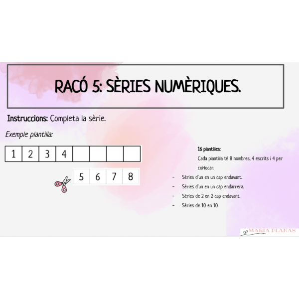 5 RACONS MATEMÀTIQUES. NUMERACIÓ DEL 1-100. ESTACIONS D'APRENENTATGE. MATERIAL MANIPULATIU.