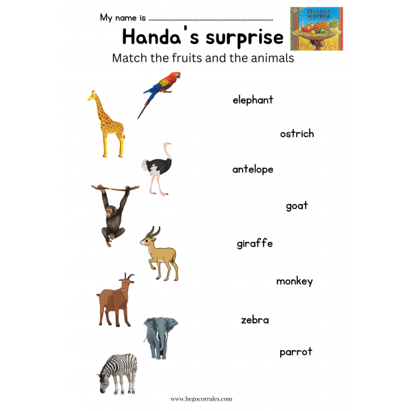 Handa's surprise Read and match worksheets