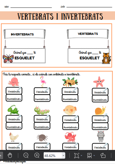 FITXA ANIMALS VERTEBRATS