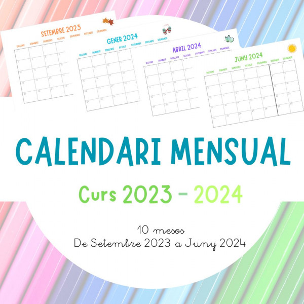 Calendari mensual curs 2023 - 2024