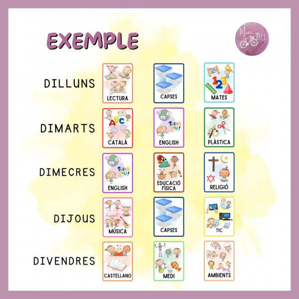 Horari d'aula amb pictogrames