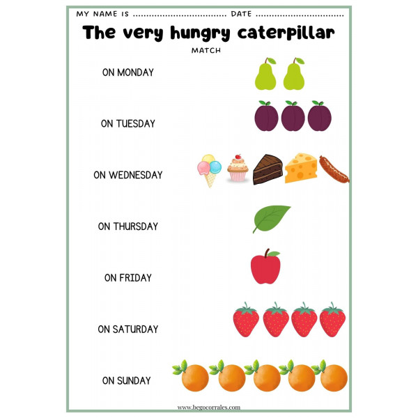 The very hungry caterpillar worksheets