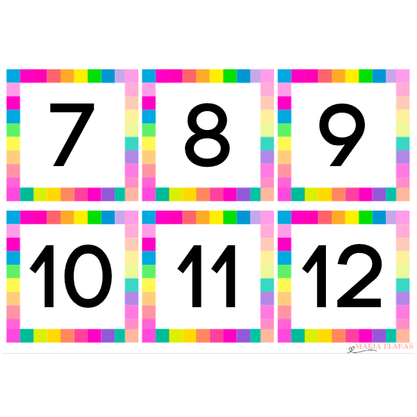 PLANTILLA NOMBRES DEL 1 AL 100. 100 TARGETES.