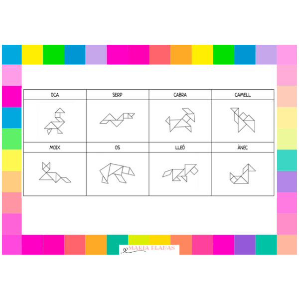PLANTILLES ANIMALS. TANGRAM. 20 ANIMALS.