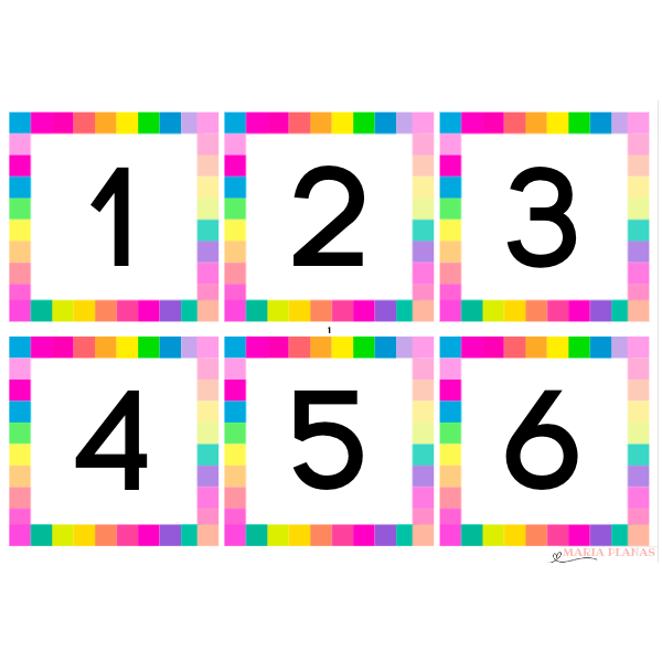 PLANTILLA NOMBRES DEL 1 AL 100. 100 TARGETES.