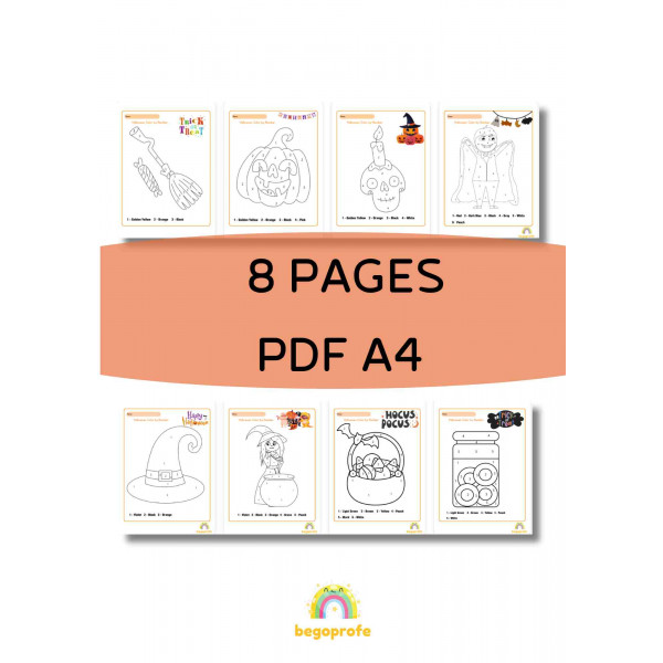 Halloween color by number | Number identification worksheets | Color words