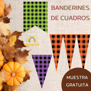 Banderines de cuadros MUESTRA GRATIS, decoración aula otoño invierno