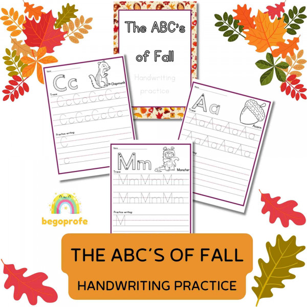 ABC’s of Fall alphabet writing center | Penmanship practice | Autumn coloring
