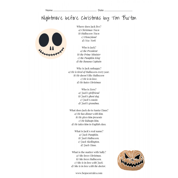 Halloween Nightmare before Christmas Quiz