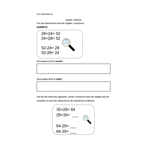 Suma i resta, operacions inverses