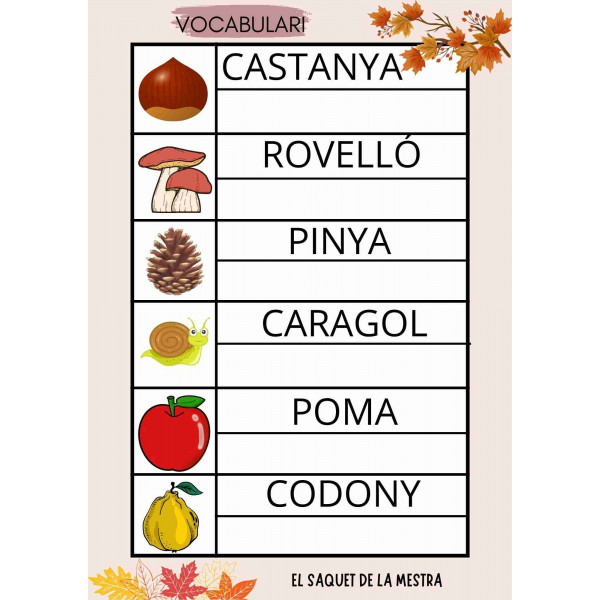 Dictat mut i vocabulari tardor