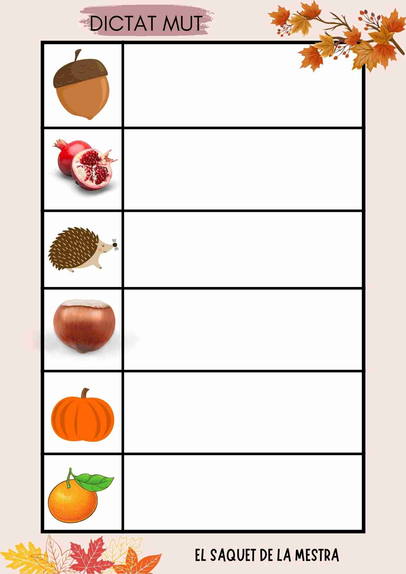 Dictat mut i vocabulari tardor