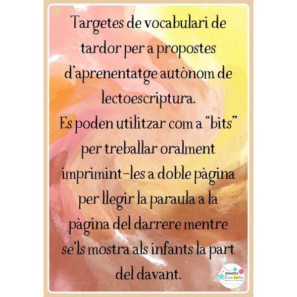 Targetes de vocabulari de TARDOR
