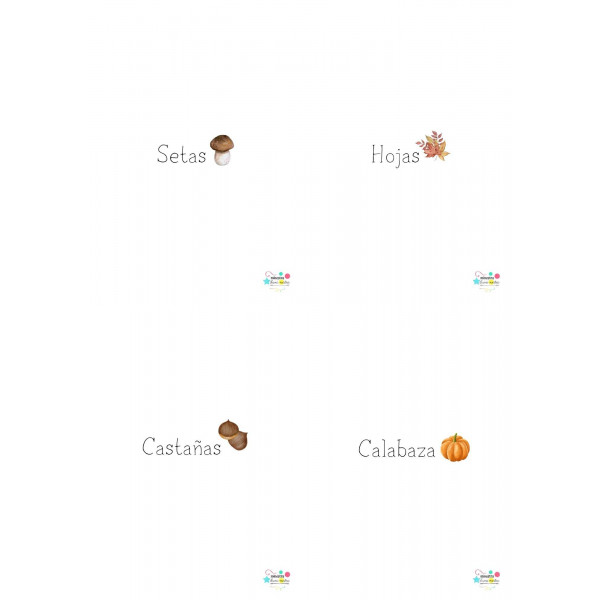 Targetas de vocabulario de OTOÑO (4/página)