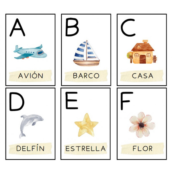 Tarjetas abecedario. Conciencia fonológica CASTELLANO