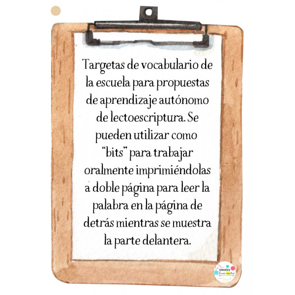Targetas de vocabulario de la ESCUELA