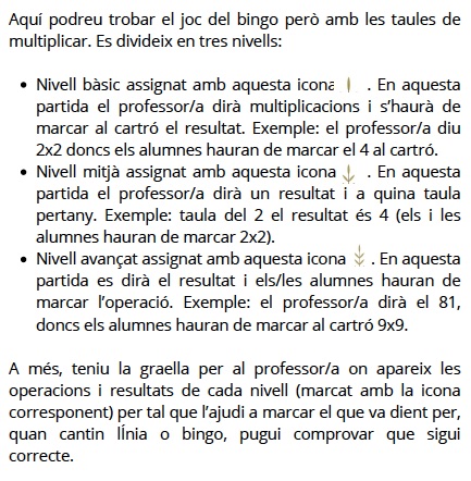 Profes Papel Tijera BINGO TAULES DE MULTIPLICAR CATALÀ