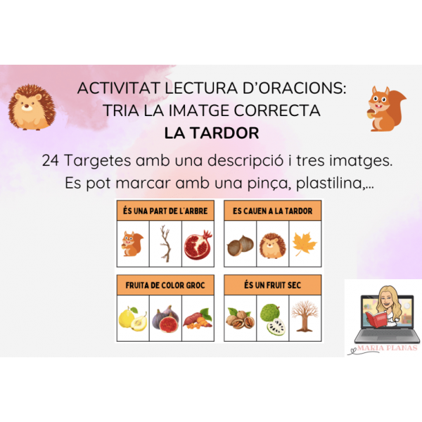 LA TARDOR: ACTIVITAT LECTURA D'ORACIONS. TRIA LA IMATGE CORRECTA. 24 TARGETES.