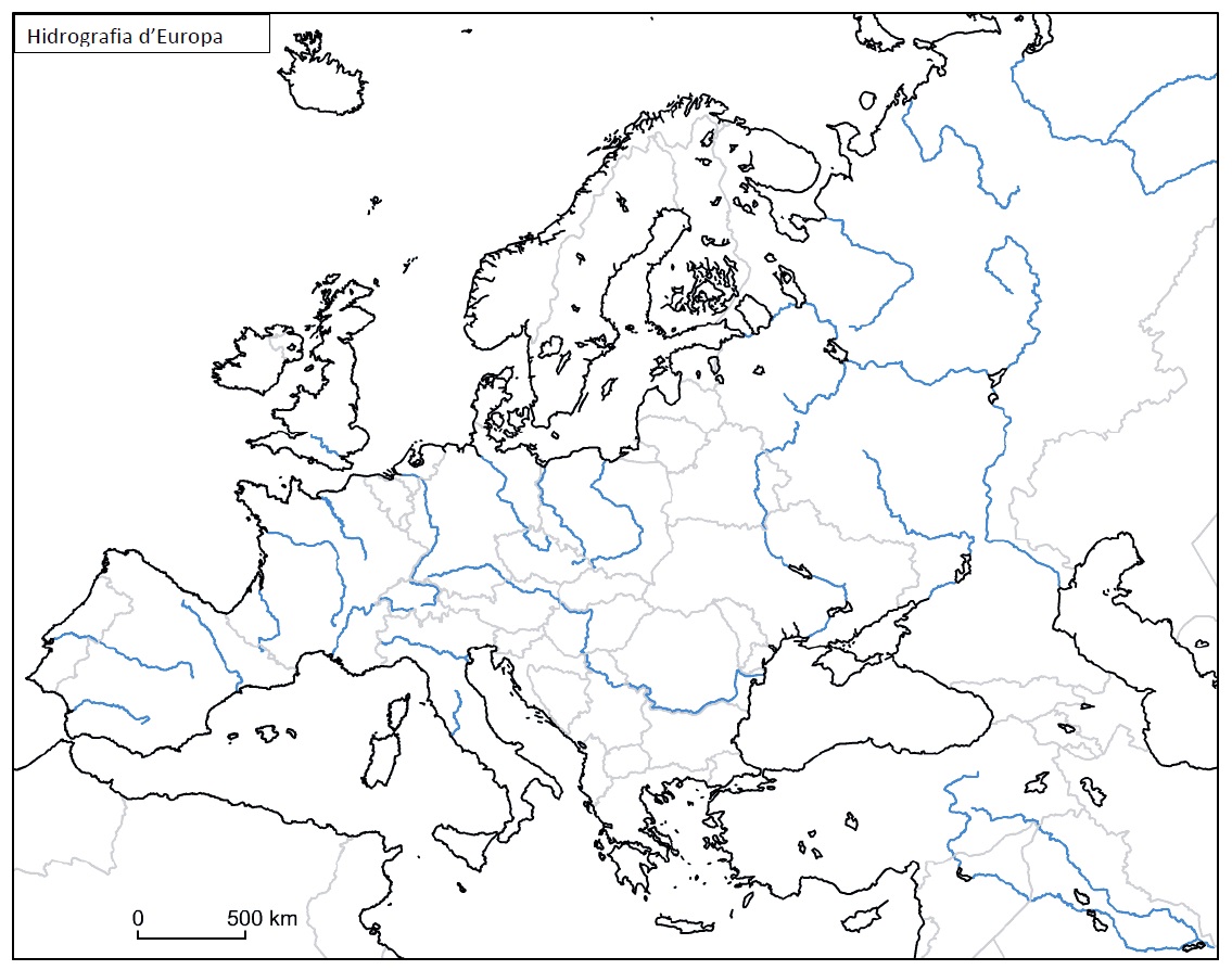 Mapa de la hidrografia d'Europa