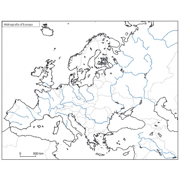 Mapa de la hidrografia d'Europa