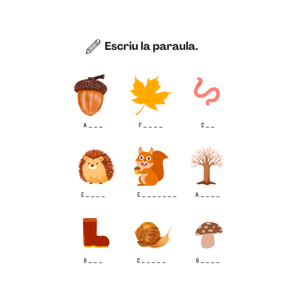 DOSSIER DE FITXES: LA TARDOR. LECTURA I ESCRIPTURA DE PARAULES. LLETRA MAJÚSCULA.