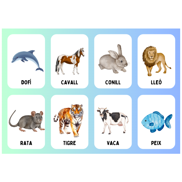 TARGETES VOCABULARI: ANIMALS. 24 TARGETES