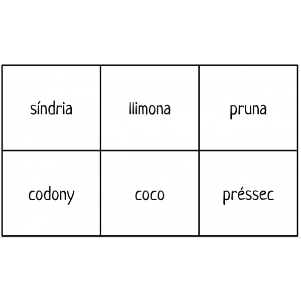 MEMORY FRUITES. 48 Targetes. Lletra majúscula i lletra minúscula.