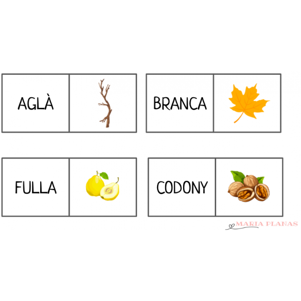 DOMINÓ LA TARDOR. 24 Targetes. LLETRA MAJÚSCULA I MINÚSCULA.