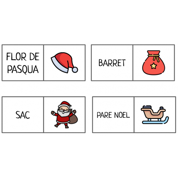 DOMINÓ HIVERN-NADAL. 24 Targetes. LLETRA MAJÚSCULA I MINÚSCULA.