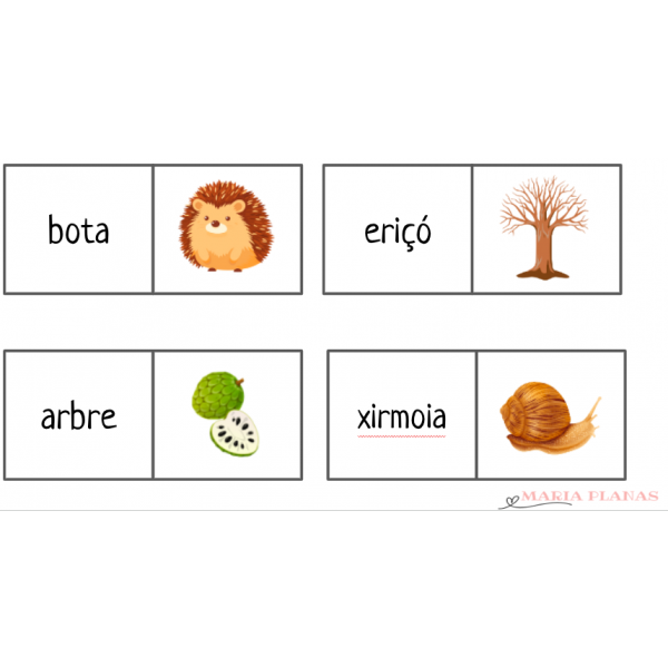 DOMINÓ LA TARDOR. 24 Targetes. LLETRA MAJÚSCULA I MINÚSCULA.