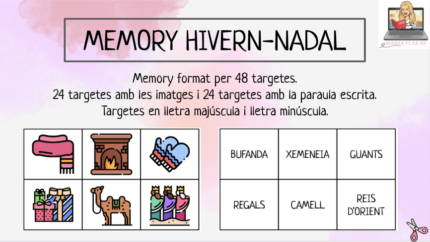 MEMORY HIVERN-NADAL. 48 Targetes. Lletra majúscula i lletra minúscula.